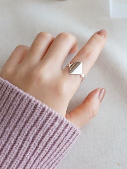 Boomer Cat 925 Sterling Silver Stacking Square Minimalist Free Size Band Ring 1