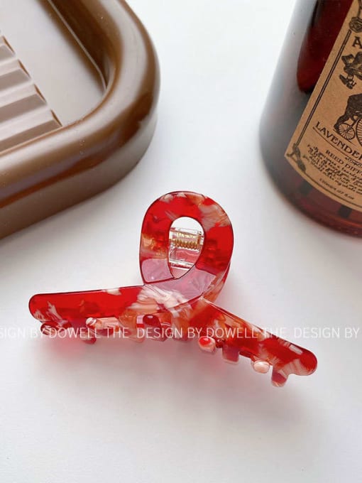 Brilliant red 6.3cm Cellulose Acetate Artisan Geometric Alloy Multi Color Jaw Hair Claw