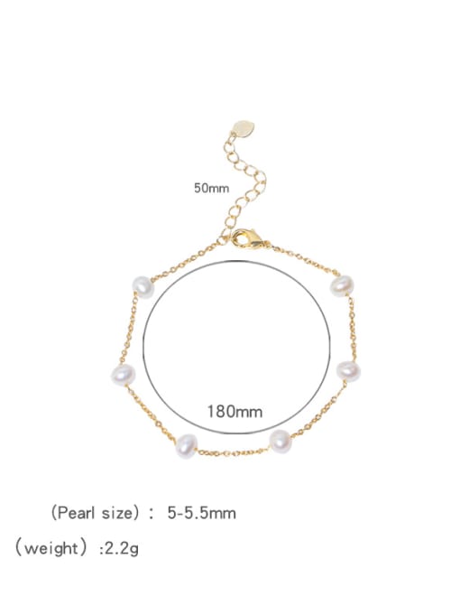 Freshwater pearl bracelet Brass Freshwater Pearl Round Minimalist Link Bracelet