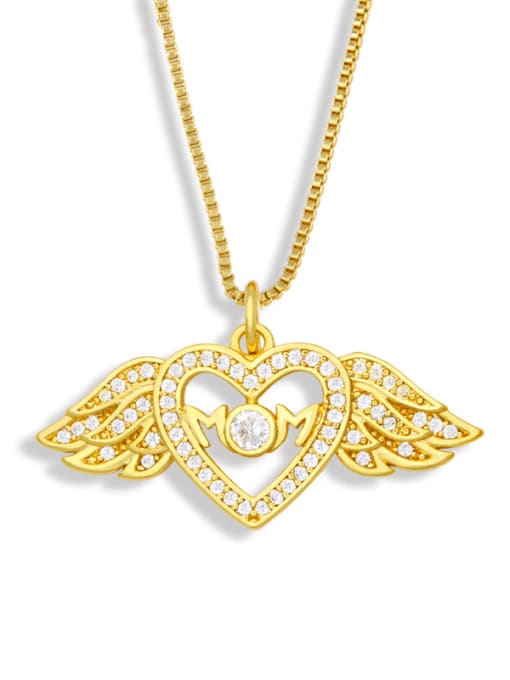 B Brass Cubic Zirconia Wing Vintage Necklace
