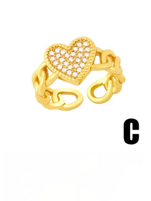 C Brass Cubic Zirconia Star Vintage Band Ring