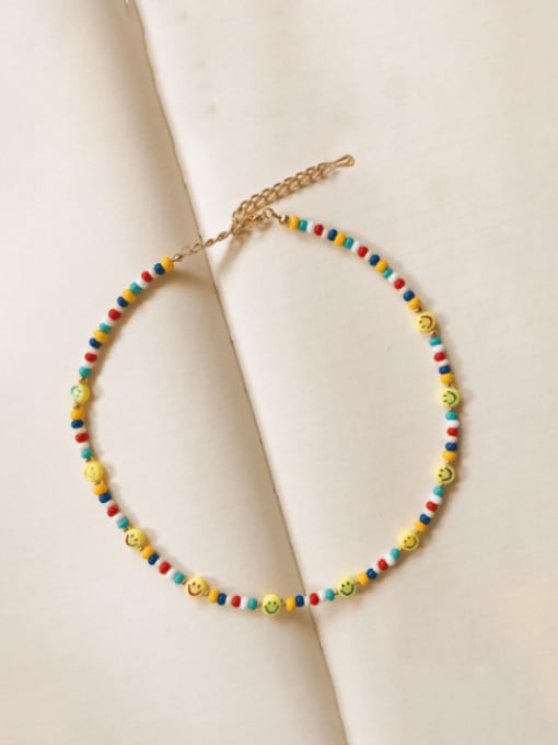 Roxi Multi Color Glass beads Smiley Bohemia Handmade Beaded Necklace 0