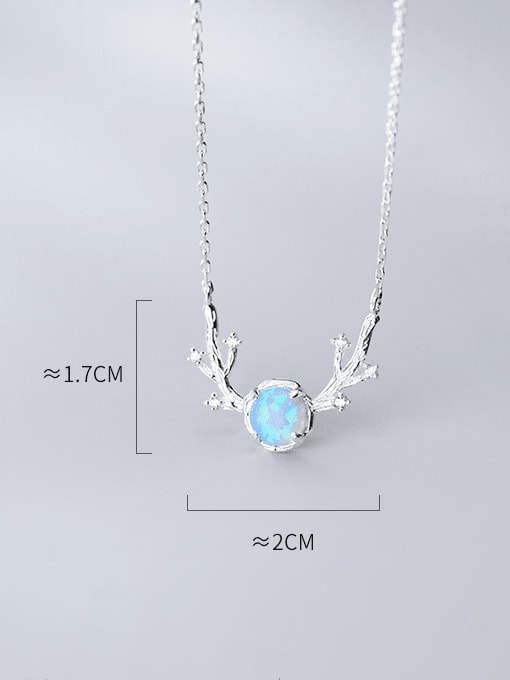 Rosh 925 Sterling Silver Synthetic Opal Deer Minimalist Christmas Necklace 4