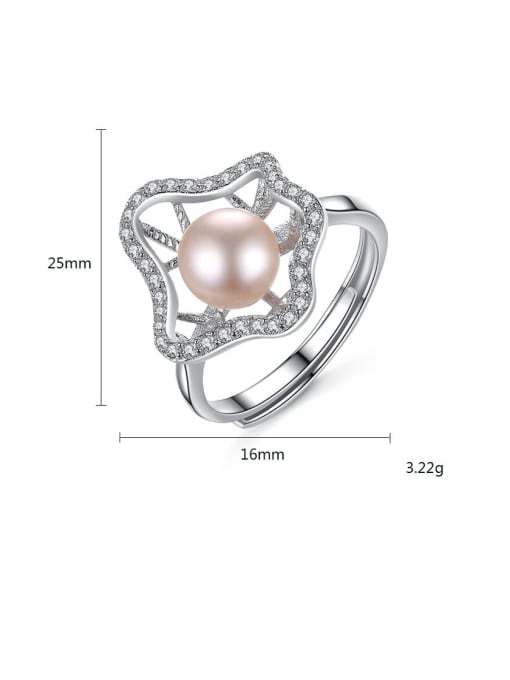 CCUI 925 Sterling Silver Pink Freshwater Pearl fashion zircon flower special shaped band ring 4