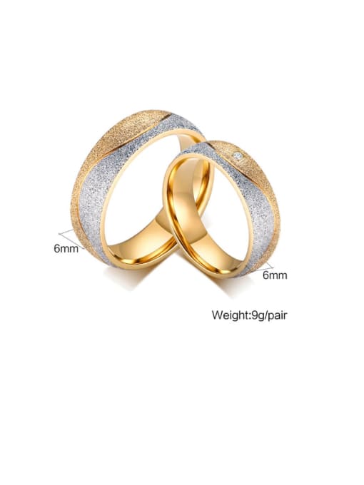 CONG Stainless Steel With Gold Plated Simplistic Round Two-Tone Couple Band Rings 1
