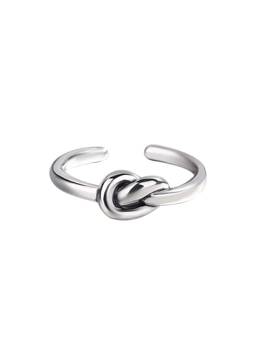 HAHN 925 Sterling Silver Heart knot Vintage Band Ring
