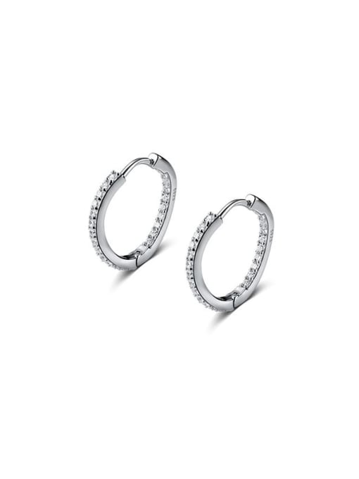 Rosh 925 Sterling Silver Cubic Zirconia Geometric Minimalist Huggie Earring 2