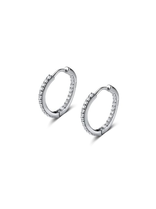 silver 925 Sterling Silver Cubic Zirconia Geometric Minimalist Huggie Earring