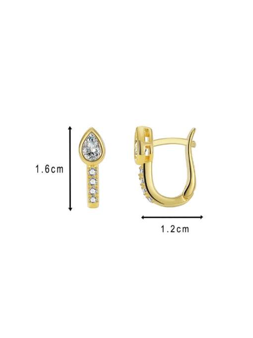 CHARME Brass Cubic Zirconia  Water Drop Minimalist Huggie Earring 3