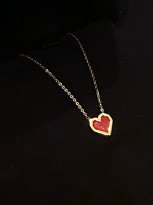 A TEEM Titanium Steel Enamel Heart Minimalist Necklace 0