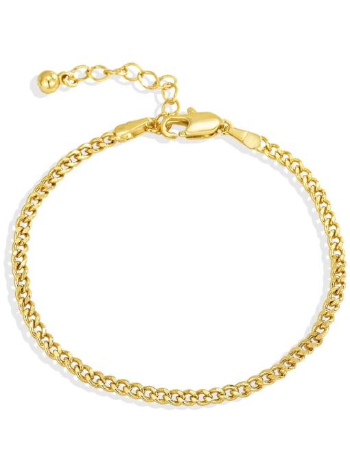 Gold Cuban Bracelet Brass Geometric Minimalist Hollow Chain Link Bracelet