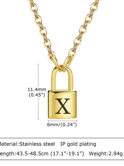 X letter 43.5 +5CM Stainless steel Letter Hip Hop Necklace