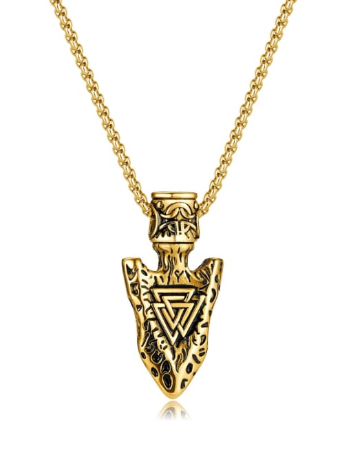 2221 Gold ( shaped Pearl Chain 4*70CM) Stainless steel Triangle Hip Hop Necklace