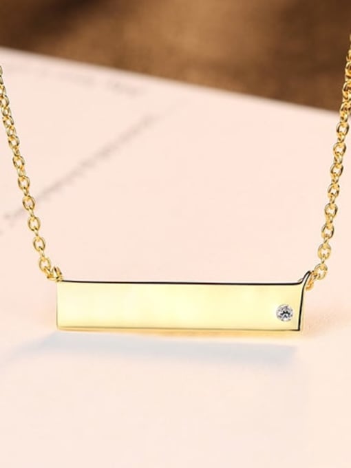18K gold 15E09 925 sterling silver simple smooth geometry  Necklace