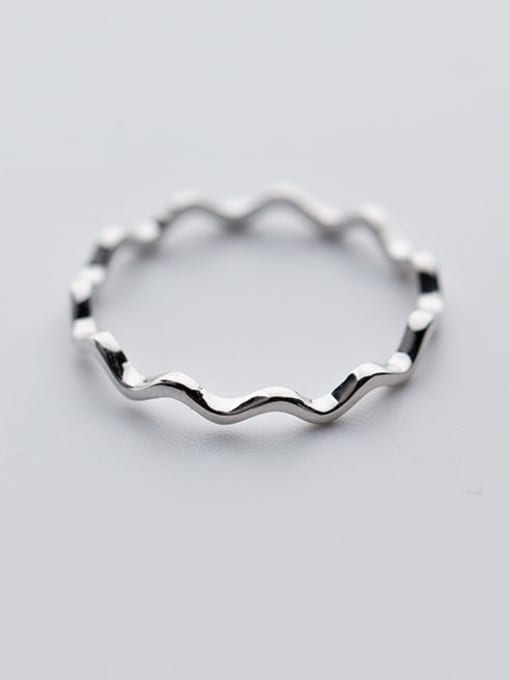 Rosh 925 Sterling Silver  Minimalist Irregular Wave Free Size Ring 3