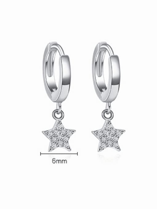 MODN 925 Sterling Silver Cubic Zirconia Five-pointed star Heart Trend Huggie Earring 2