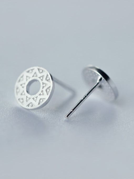 Rosh 925 Sterling Silver Hollow  Round Minimalist Stud Earring 2