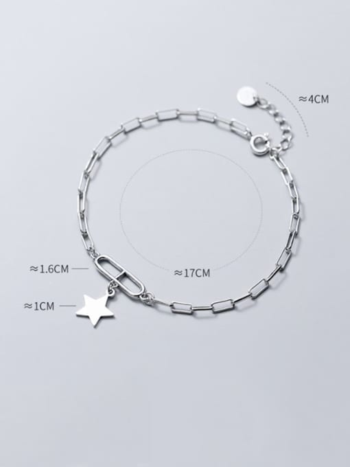 Rosh 925 Sterling Silver Personality oval buckle five-pointed star  Link Bracelet 3
