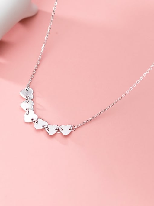 Rosh 925 Sterling Silver Simple glossy heart Necklace