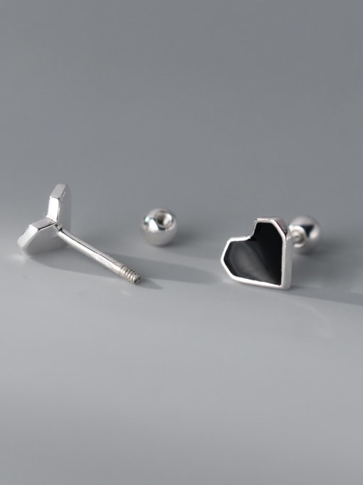 Rosh 925 Sterling Silver Enamel Heart Minimalist Stud Earring 3