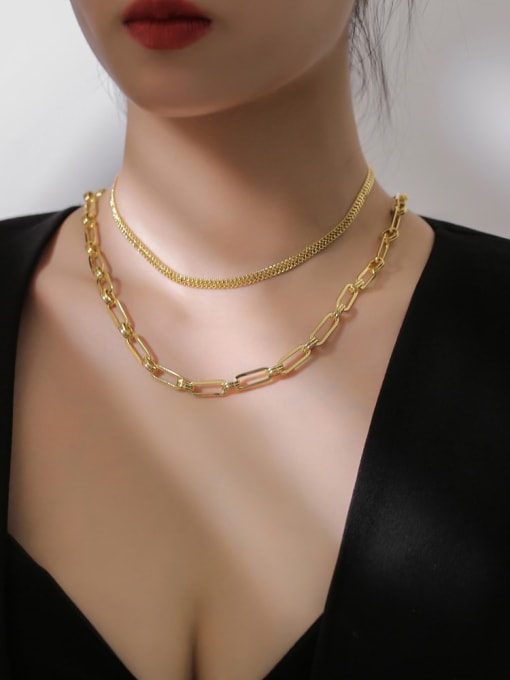 ROSS Brass Hollow chain Hip Hop Geometric  Braclete and Necklace Set 2