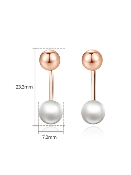 BLING SU Brass Imitation Pearl Geometric Minimalist Stud Earring 2