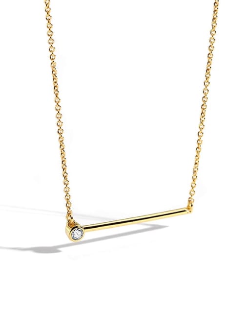 golden Brass Rhinestone Geometric Minimalist Necklace