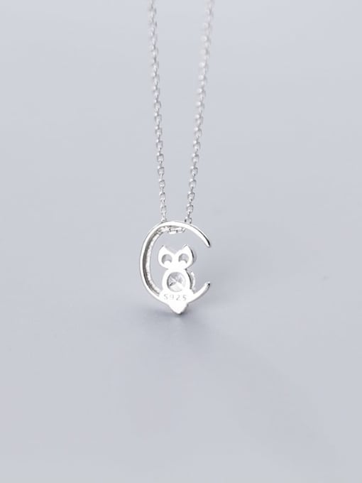 Rosh 925 Sterling Silver Cubic Zirconia  Cute Hollow  owl pendant Necklace 1