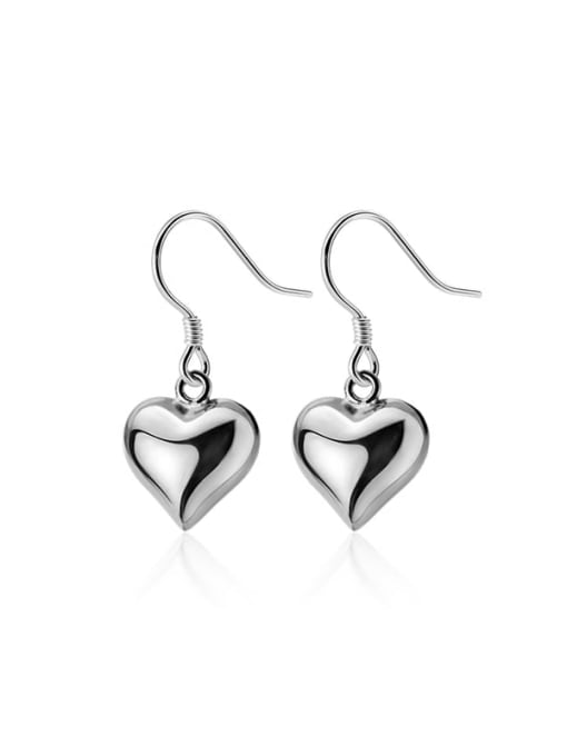 Rosh 925 silver simple smooth Heart Earrings 0