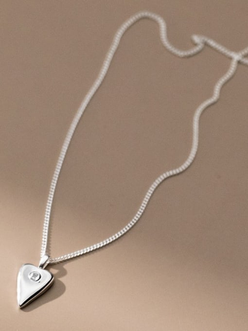 silver 925 Sterling Silver Heart Minimalist Necklace
