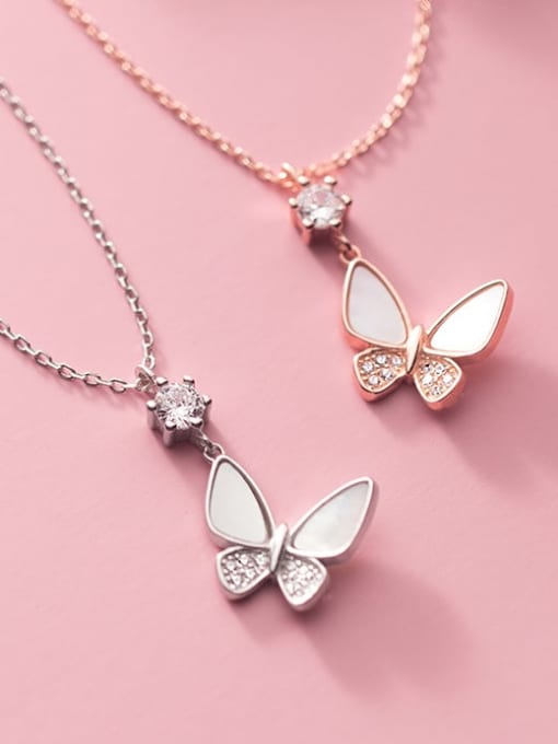 Rosh 925 Sterling Silver Shell Butterfly Minimalist Necklace 3