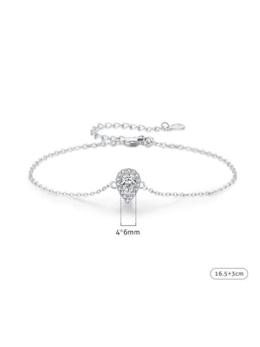 MODN 925 Sterling Silver Cubic Zirconia Water Drop Dainty Link Bracelet 2