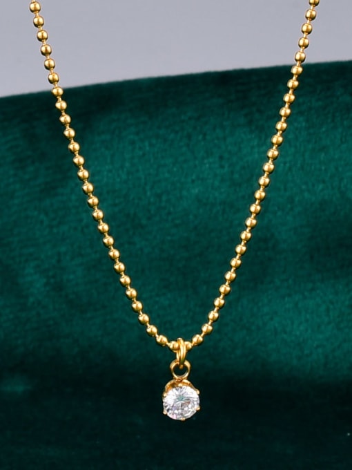 A TEEM Titanium Steel Bead Round Minimalist  Bead Chain Necklace 1