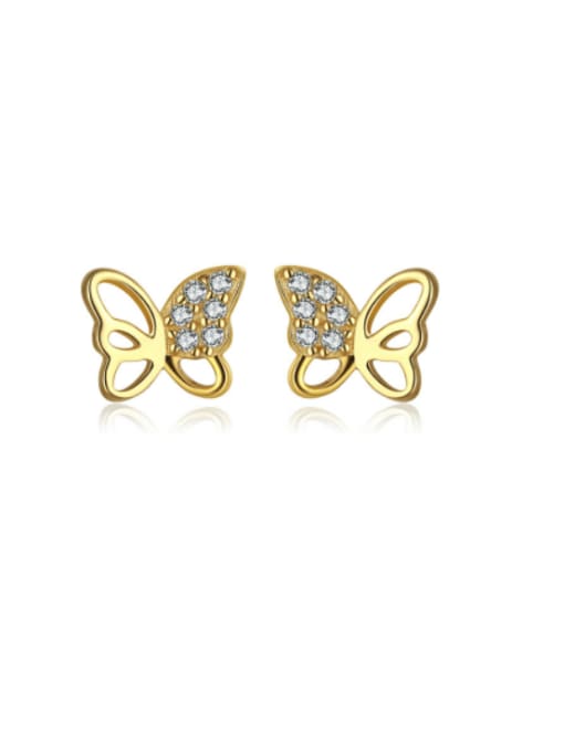 RINNTIN 925 Sterling Silver Cubic Zirconia Butterfly Minimalist Stud Earring