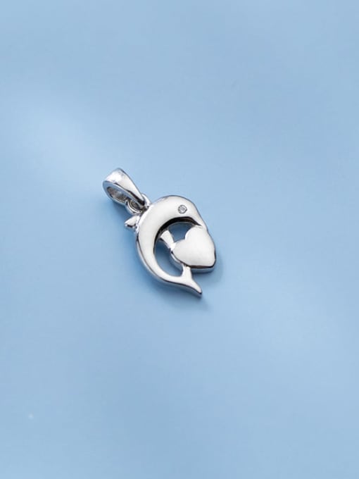 Rosh 925 Sterling Silver Minimalist  Dolphin Heart Pendant 0