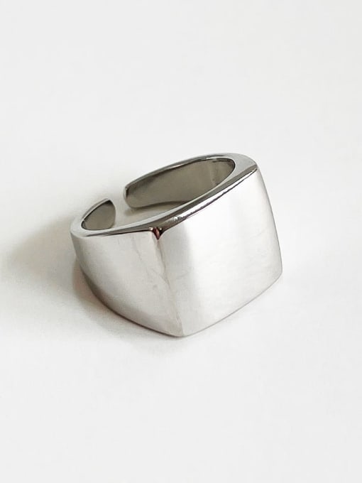 Boomer Cat 925 Sterling Silver Square Minimalist Band Ring 3