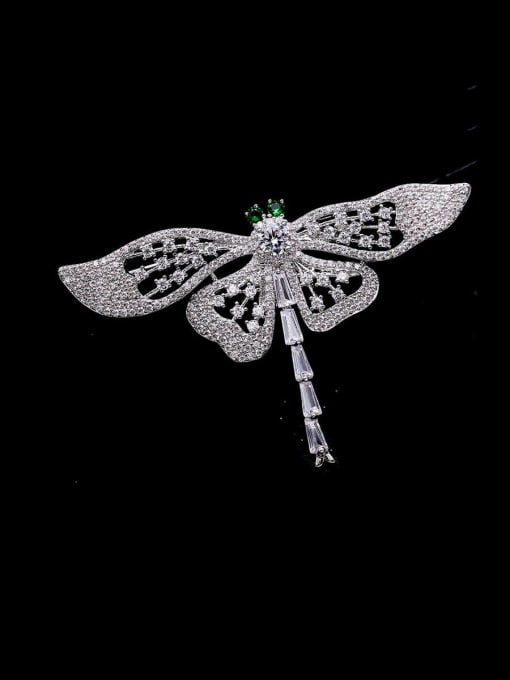 Luxu Brass Cubic Zirconia Dragonfly Statement Brooch 1