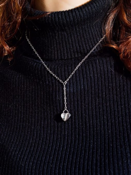 Open Sky Titanium Smooth Heart Pendants Necklace 2