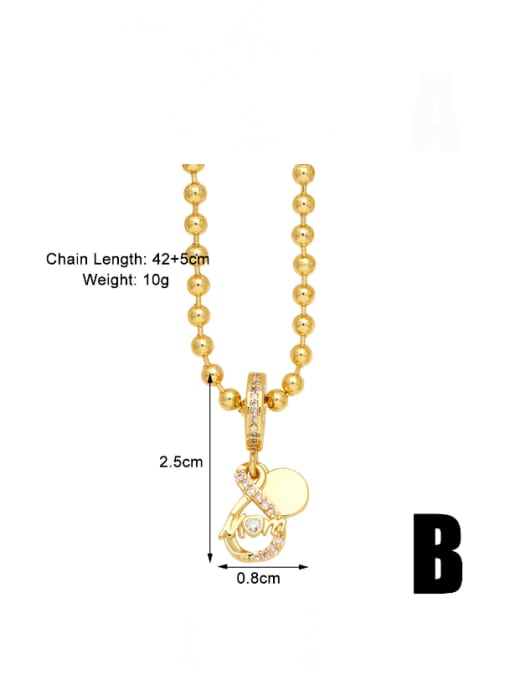Q11 b Brass Cubic Zirconia Letter Trend Beaded Necklace