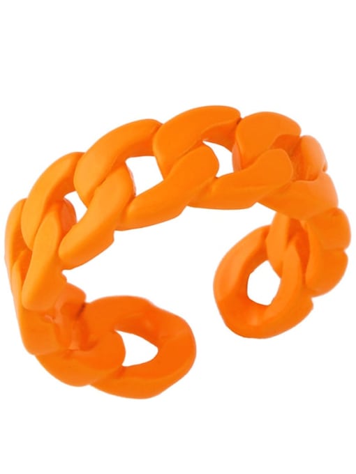 orange Brass Geometric Hip Hop Band Ring