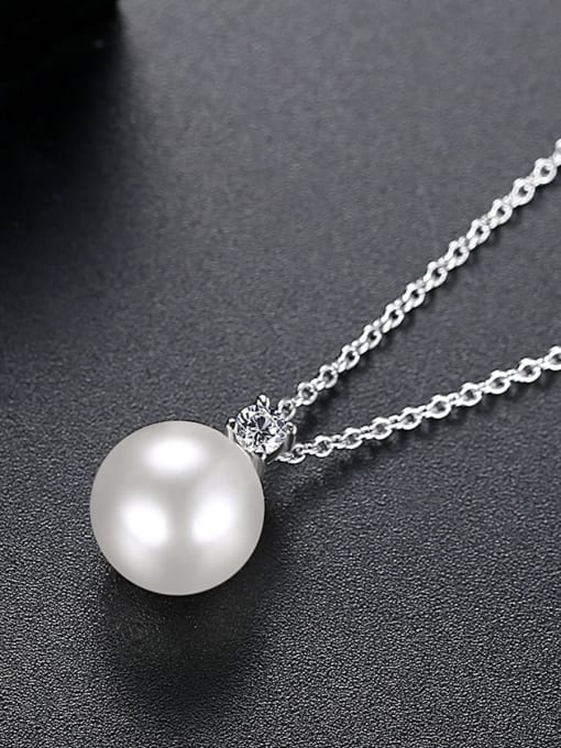 BLING SU Copper Imitation Pearl White Necklace 2