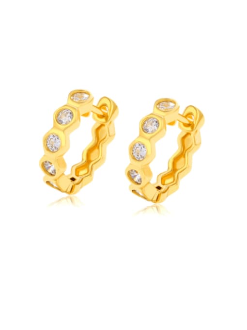 24K gold Copper Alloy Rhinestone Geometric Minimalist Huggie Earring