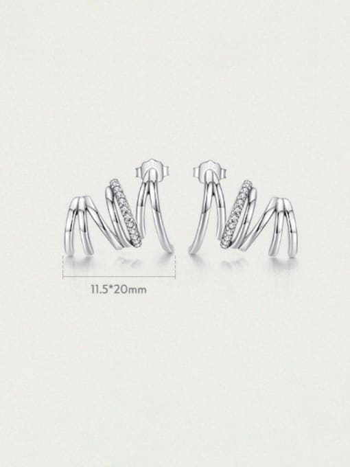MODN 925 Sterling Silver Cubic Zirconia Geometric Dainty Stud Earring 2