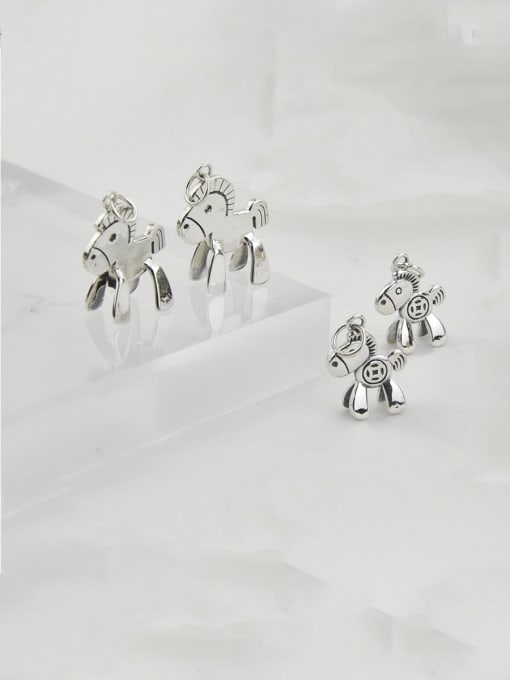 SHUI Vintage Sterling Silver With Simple Horse Retro DIY Accessories 1