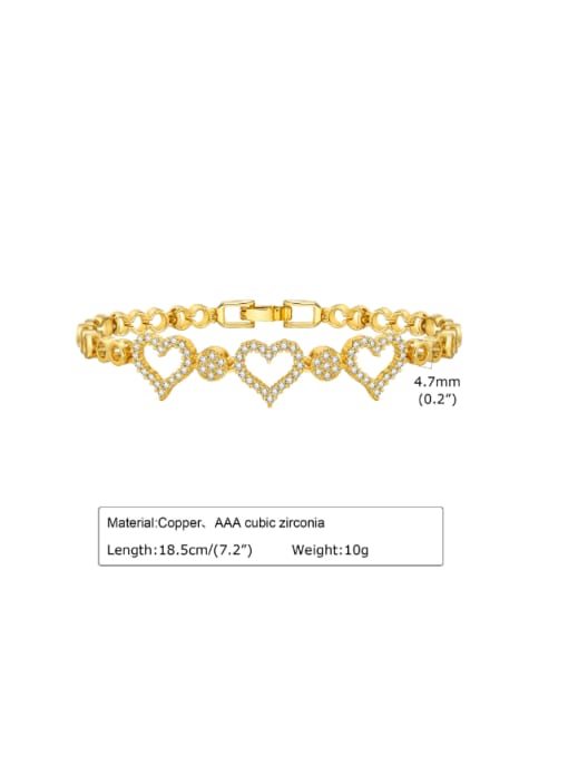 108G Brass Cubic Zirconia Geometric Hip Hop Link Bracelet