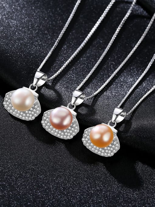 CCUI 925 Sterling Silver Freshwater Pearl multi color fashion Shaped Pendant Necklace 1