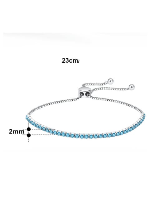 RINNTIN 925 Sterling Silver Cubic Zirconia Geometric Minimalist Adjustable Bracelet 2