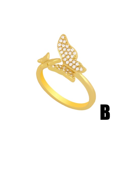 CC Brass Cubic Zirconia Butterfly Vintage Band Ring 1