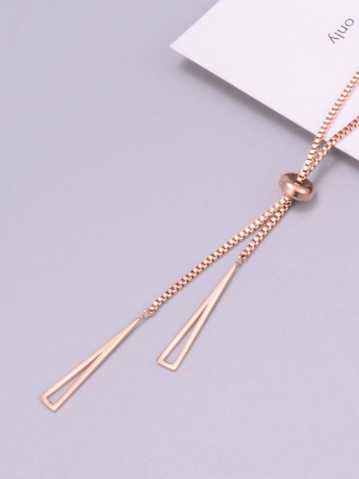 A TEEM Titanium  Hollow Triangle Minimalist Tassel Necklace 0