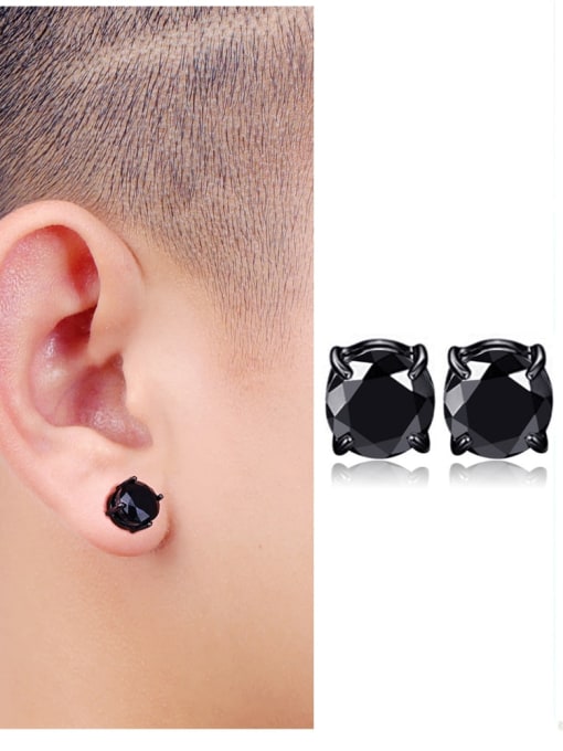 BSL Titanium Rhinestone Multi Color Square Minimalist Stud Earring  No piercings 1